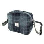 Harris Tweed & Leather Messenger Bag with Tartan Pattern Grey Black Creative Irish Gifts