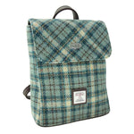 Harris Tweed Mini Backpack with Tartan Pattern Duck Egg Creative Irish Gifts