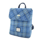 Harris Tweed Mini Backpack with Tartan Pattern Light Blue Creative Irish Gifts
