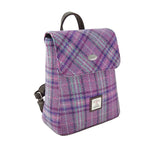 Harris Tweed Mini Backpack with Tartan Pattern Purple Mint Creative Irish Gifts