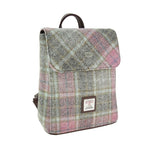 Harris Tweed Mini Backpack with Tartan Pattern Soft Pink Creative Irish Gifts