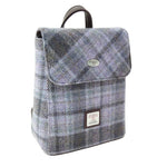 Harris Tweed Mini Backpack with Tartan Pattern Soft Purple Creative Irish Gifts