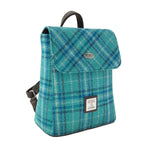 Harris Tweed Mini Backpack with Tartan Pattern Teal Blue Creative Irish Gifts