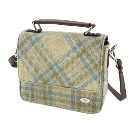Mini Harris Tweed Satchel with Tartan Pattern Beige Creative Irish Gifts