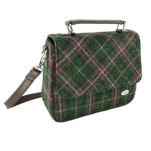 Mini Harris Tweed Satchel with Tartan Pattern Green Plun Creative Irish Gifts