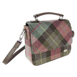 Mini Harris Tweed Satchel with Tartan Pattern Green Purple Creative Irish Gifts