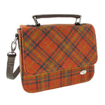Mini Harris Tweed Satchel with Tartan Pattern Orange Creative Irish Gifts