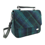 Mini Harris Tweed Satchel with Tartan Pattern Turquoise Creative Irish Gifts