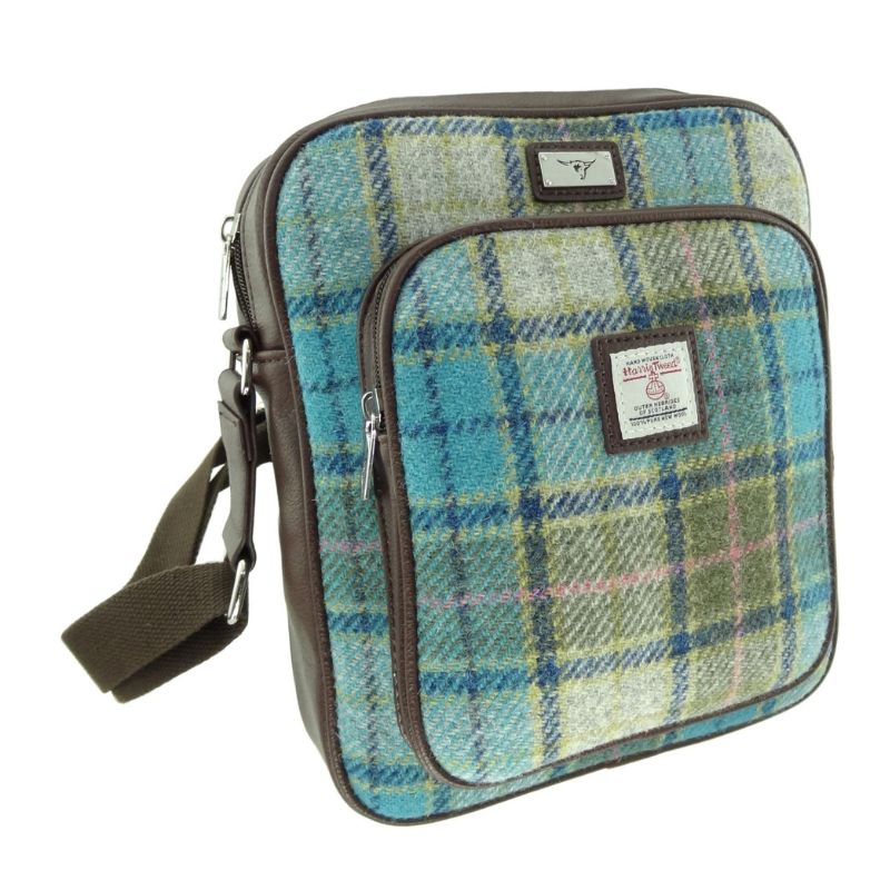 Scottish Tartan Harris Tweed Travel Bag Turquoise Creative Irish Gifts