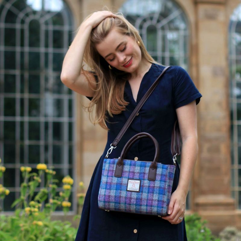 Ladies Harris Tweed Mini Bag Blue Purple Creative Irish Gifts 