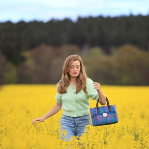 Ladies Harris Tweed Mini Bag Green Purple Creative Irish Gifts 