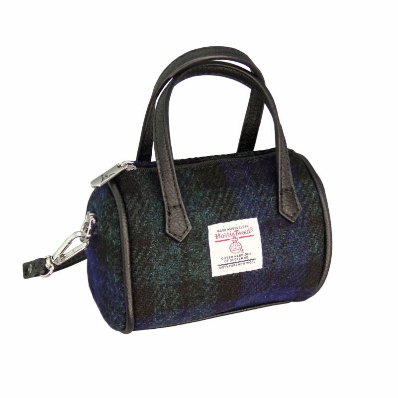 Handwoven Mini Harris Tweed Bowling Bag Black Watch Creative Irish Gifra