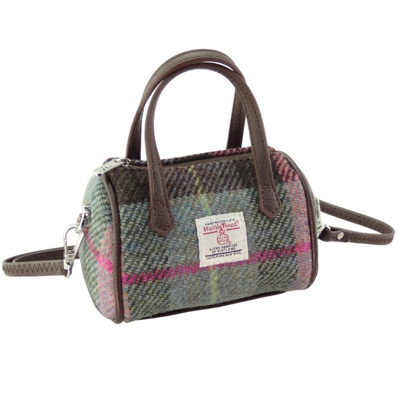 Handwoven Mini Harris Tweed Bowling Bag Muted Green Creative Irish Gifra