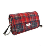 Women's Harris Tweed Wallet Shoulder Bag Red Grey Creative Irish Gifts