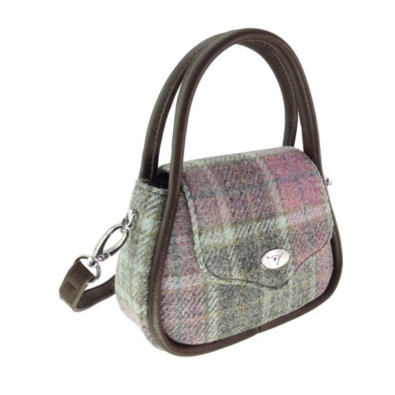 Genuine Harris Tweed Round Bag Soft Pink Creative Irish Gifts