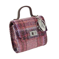 Tartan Design Harris Tweed Mini Wee Bag Pink Burgundy Creative Irish Gifts