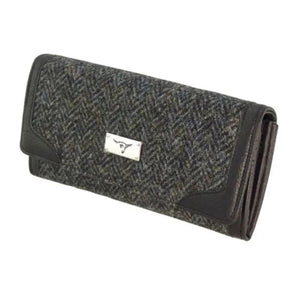 Ladies Harris Tweed Long Butte Wallet Charcoal Creative Irish Gifts