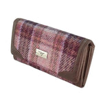 Ladies Harris Tweed Long Butte Wallet Pink Burgundy Creative Irish Gifts