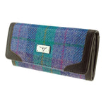 Ladies Harris Tweed Long Butte Wallet Green Purple Creative Irish Gifts