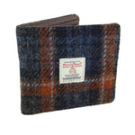 Men's Harris Tweed & Leather Wallet Grey Rust Creative Irish Gifts