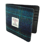 Men's Harris Tweed & Leather Wallet Turquoise Creative Irish Gifts