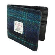 Men's Harris Tweed & Leather Wallet Turquoise Creative Irish Gifts