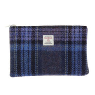 Harris Tweed Medium Zip Pouch Blue Purple Creative Irish Gifts