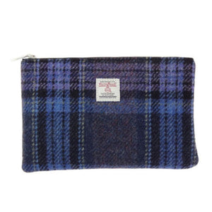 Harris Tweed Medium Zip Pouch Blue Purple Creative Irish Gifts