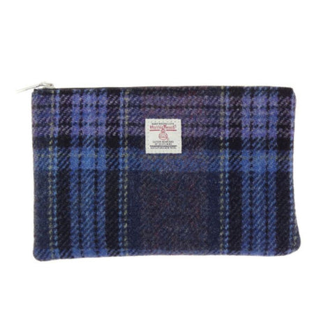 Harris Tweed Medium Zip Pouch Blue Purple Creative Irish Gifts