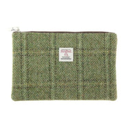 Harris Tweed Medium Zip Pouch Green Creative Irish Gifts