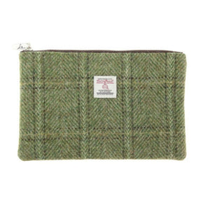 Harris Tweed Medium Zip Pouch Green Creative Irish Gifts