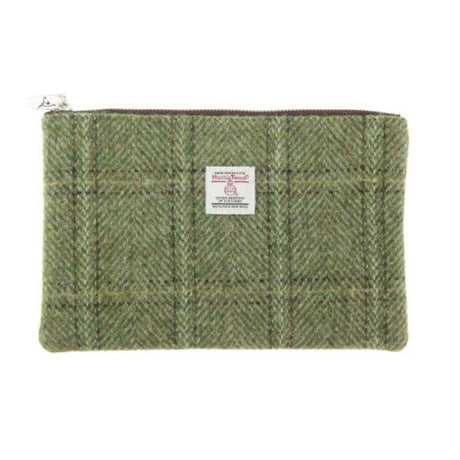 Harris Tweed Medium Zip Pouch Green Creative Irish Gifts