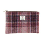 Harris Tweed Medium Zip Pouch Pink Burgundy Creative Irish Gifts