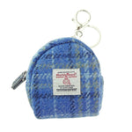 Harris Tweed Micro Pouch with Tartan Pattern Light Blue Creative Irish Gifts