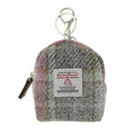 Harris Tweed Micro Pouch with Tartan Pattern Soft Pink Creative Irish Gifts