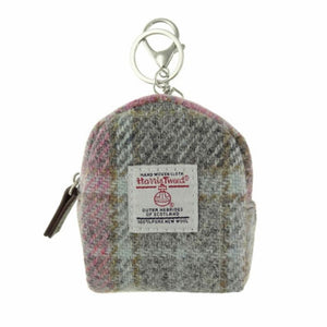 Harris Tweed Micro Pouch with Tartan Pattern Soft Pink Creative Irish Gifts