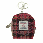 Harris Tweed Micro Pouch with Tartan Pattern Burgundy Pink Creative Irish Gifts