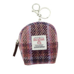 Harris Tweed Micro Pouch with Tartan Pattern Pink Burgundy Creative Irish Gifts