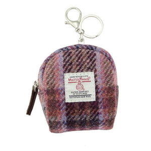 Harris Tweed Micro Pouch with Tartan Pattern Pink Burgundy Creative Irish Gifts