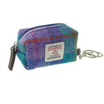 Harris Tweed Small Zip Bag with Tartan Pattern Purple Mint Creative Irish Gifts