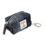 Harris Tweed Small Zip Bag with Tartan Pattern Grey Black Creative Irish Gifts