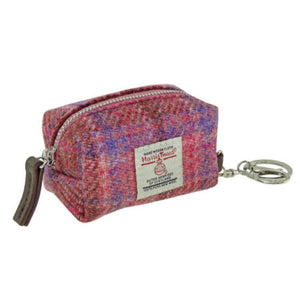 Harris Tweed Small Zip Bag with Tartan Pattern Pink Creative Irish Gifts