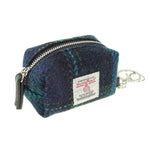 Harris Tweed Small Zip Bag with Tartan Pattern Turquoise Creative Irish Gifts