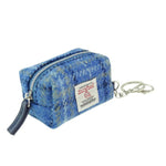 Harris Tweed Small Zip Bag with Tartan Pattern Light Blue Creative Irish Gifts