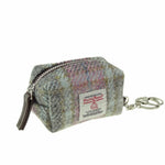 Harris Tweed Small Zip Bag with Tartan Pattern Soft Pink Creative Irish Gifts