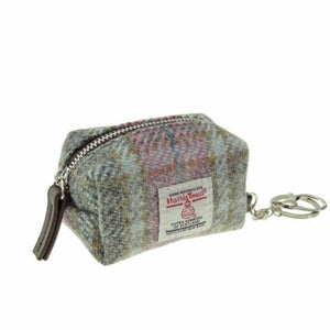 Harris Tweed Small Zip Bag with Tartan Pattern Soft Pink Creative Irish Gifts