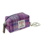 Harris Tweed Small Zip Bag with Tartan Pattern Purple Mint Creative Irish Gifts