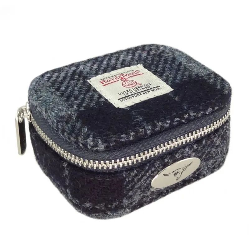 Harris Tweed Mini Square Zip Bag Grey Black Creative Irish Gifts