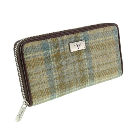 Women's Harris Tweed Wallet in Tartan Beige Creative Irish Gifts