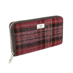 Women's Harris Tweed Wallet in Tartan Burgundy Pink Creative Irish Gifts
